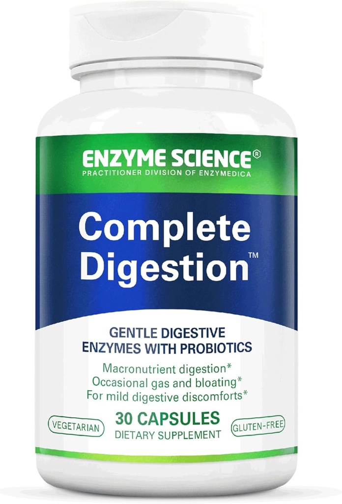 Digestión completa - Enzimas digestivas y probióticos - 3-in1 Gut Health Support for Digestion - Salud digestiva - Enzimas digestivas y probióticos - 30 cápsulas