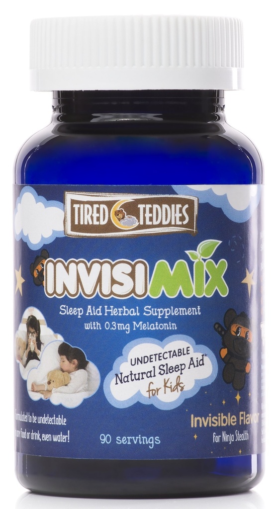 InvisiMix Melatonina de baja dosis 300 mcg - Mezcla líquida de polvo sin sabor para niños Edades 2+, 90 Servimientos