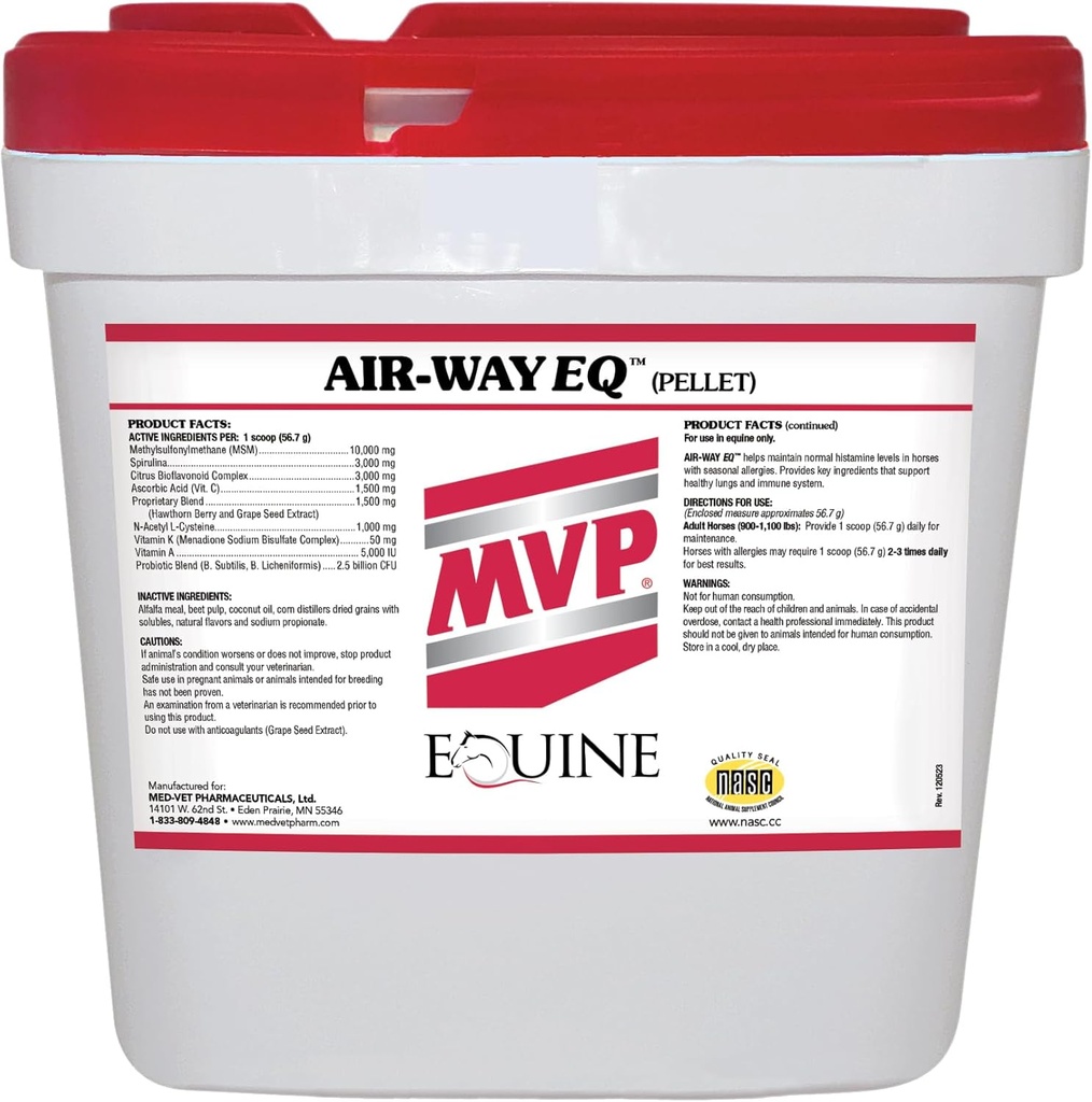 Air-Way EQ (20lb) apoya la función pulmonar saludable y el soporte de alergia estacional en caballos