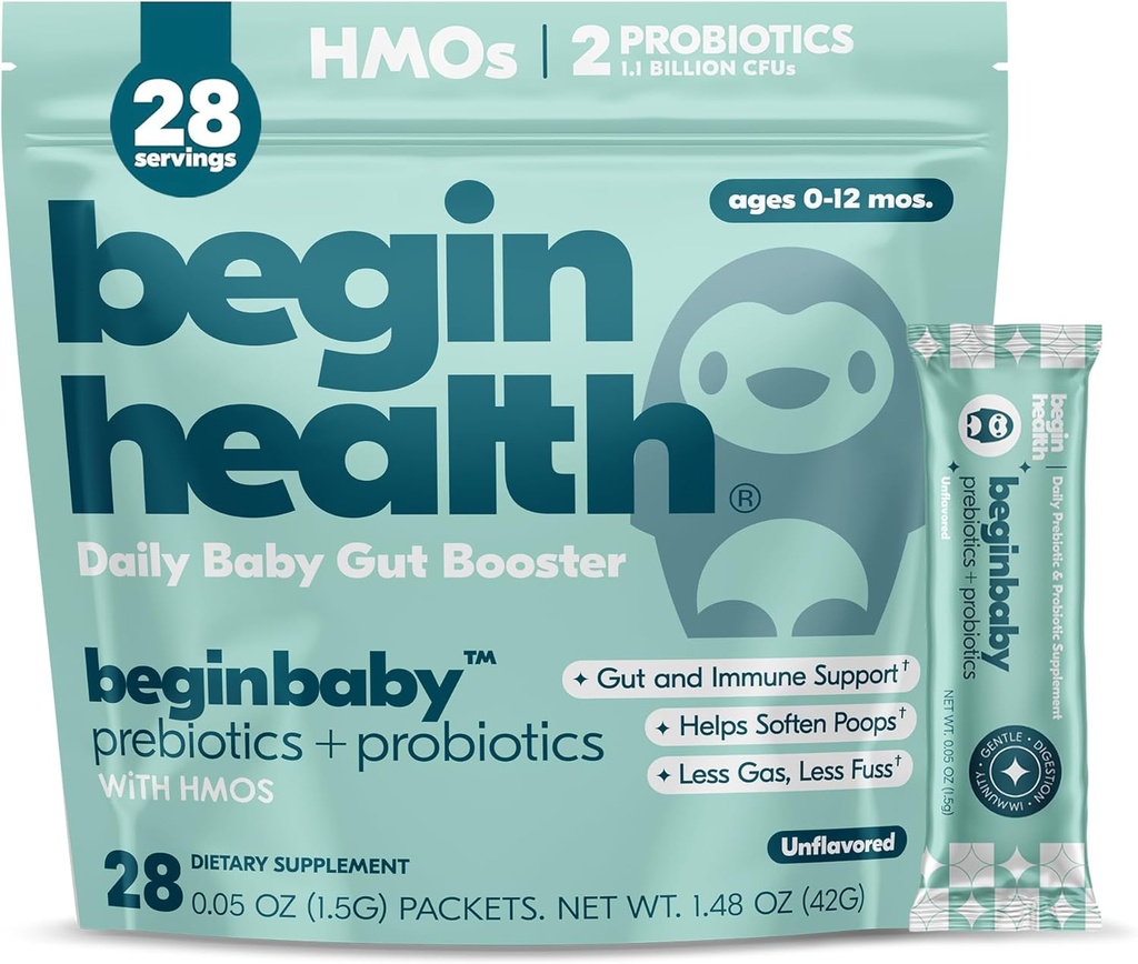 Comienzo de la salud Comienzo Prebióticos y Probióticos para bebés 0-12 meses ← Fórmula del bebé Prebiótico + Polvo Probiótico con 2'-FL HMO's & B. Infantis for Optimal Digestion  28-Packs - Desflavored