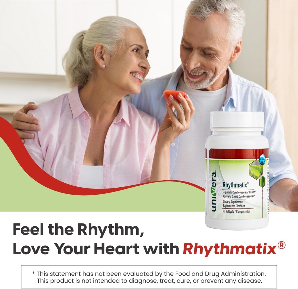Univera Rhythmatix, Cardiovascular Health, Blood Circulation, Healthy Vein Structure, Omega-3, Coenzyme Q10, Vitamina B6 & B12, 60 softgels (30-Day Supply)