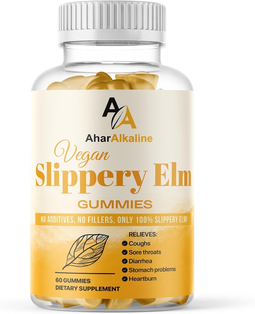 Resbaladizas Elm Gummies, Suplemento para las Gargantas y la Digestión, Frutas Flavored, 60 Cuenta (Pack of 1)