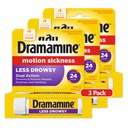Dramamine Todo el día menos somnoliento, Motion Sickness Relief, 8 Cuenta, 3 Pack