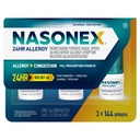 Nasonex 24HR Allergy Nasal Spray, Non-Drowsy, Scent-Free Mist,Síntomas de alergia + Congestión nasal, Full Prescription Strength, 120 Sprays (3 Pack)
