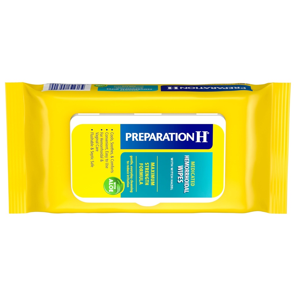 Preparación H Hemorrhoid Flushable Wipes with Witch Hazel for Skin Irritation Relief - 48 Cuenta