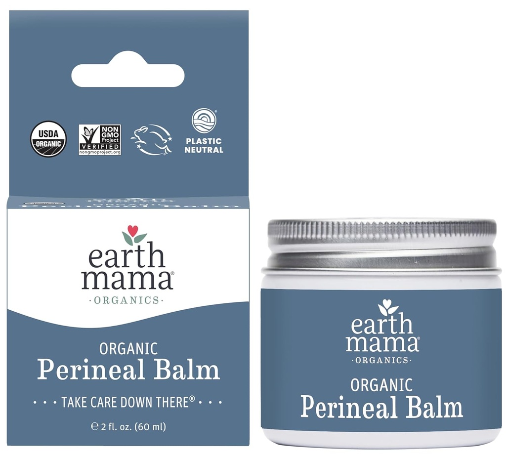 La Tierra Mama Orgánica Perineal Balm Silencio Naturalmente Enfriamiento Herbal Salve para el Embarazo y Alivio Postparto con Brujas Hazel & Calendula, Esenciales de Cuidado Femenino, Sin Benzocaína o Butane, 2-Fluid Ounce