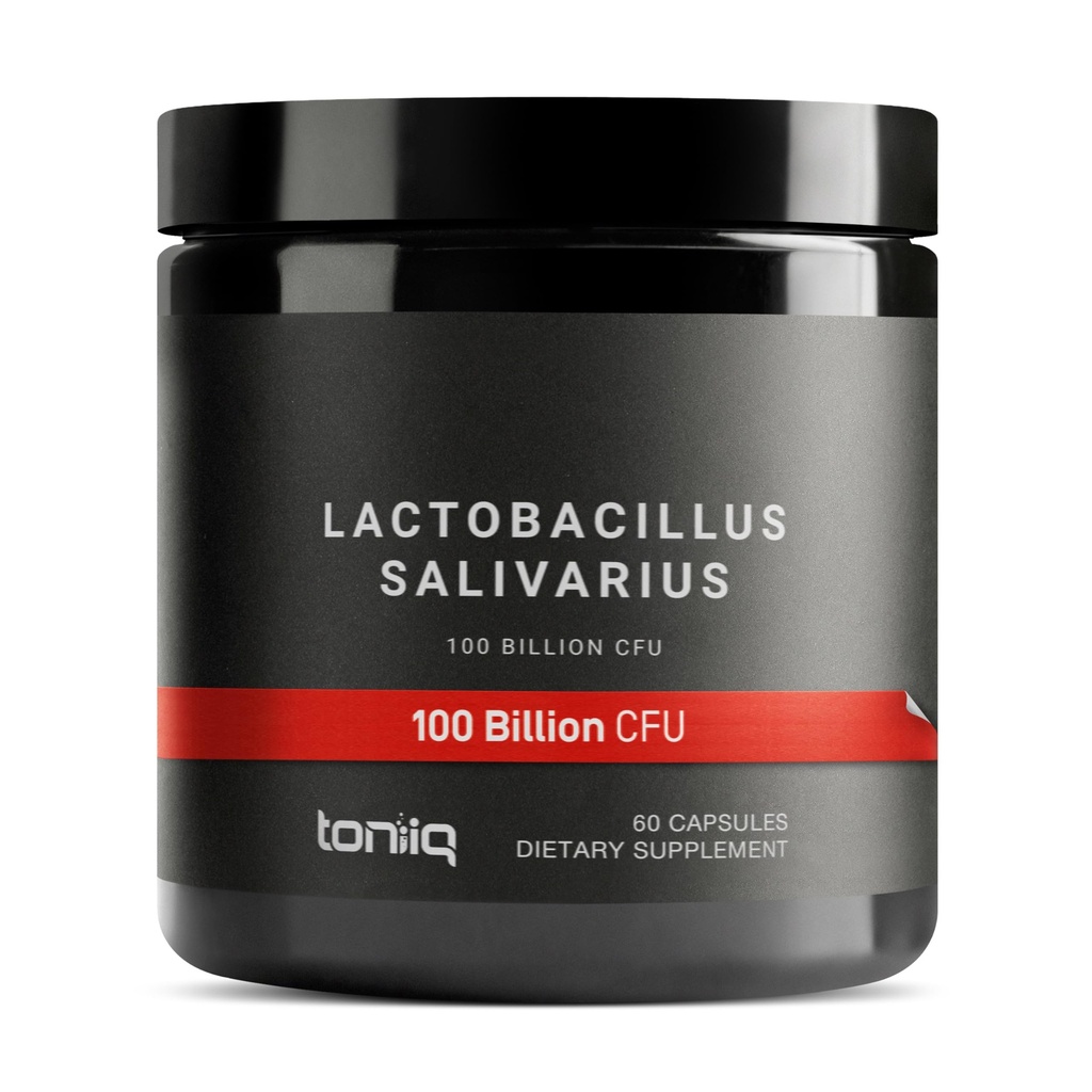 Toniiq 100 Billones CFU Lactobacillus Salivarius Probiotic - Conde CFU más Verificado - Laboratorio de Terceros Tested for Potency - 60 cápsulas vegetarianas - 30 servidumbres - TQ Verificado