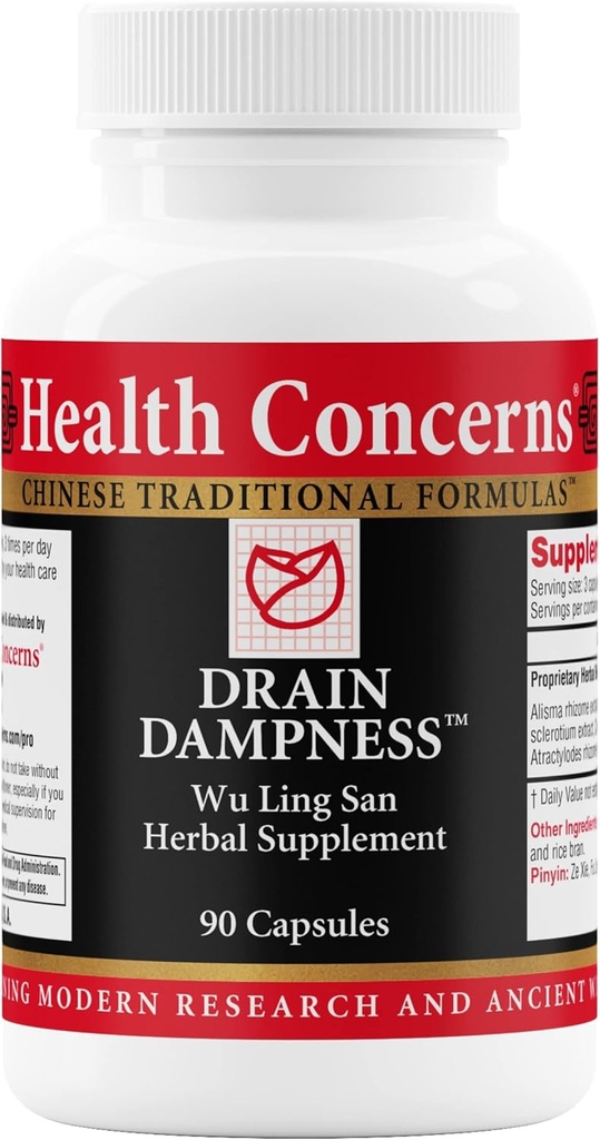 Problemas de salud Humedad de drenaje – Apoyo al riñón – Alivio de la Retención del Agua – Fórmula Herbal China con Alisma, Poria, Polyporus, Cinnamon – 2250 mg de un Blend Herbal Propietario – 90 cápsulas