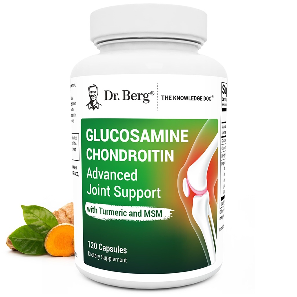 Dr. Berg Glucosamine Chondroitin MSM Turmeric " Boswellia - Advanced Joint Support Supplement with 1500 mg Glucosamine Sulfate - Incluye 120 cápsulas