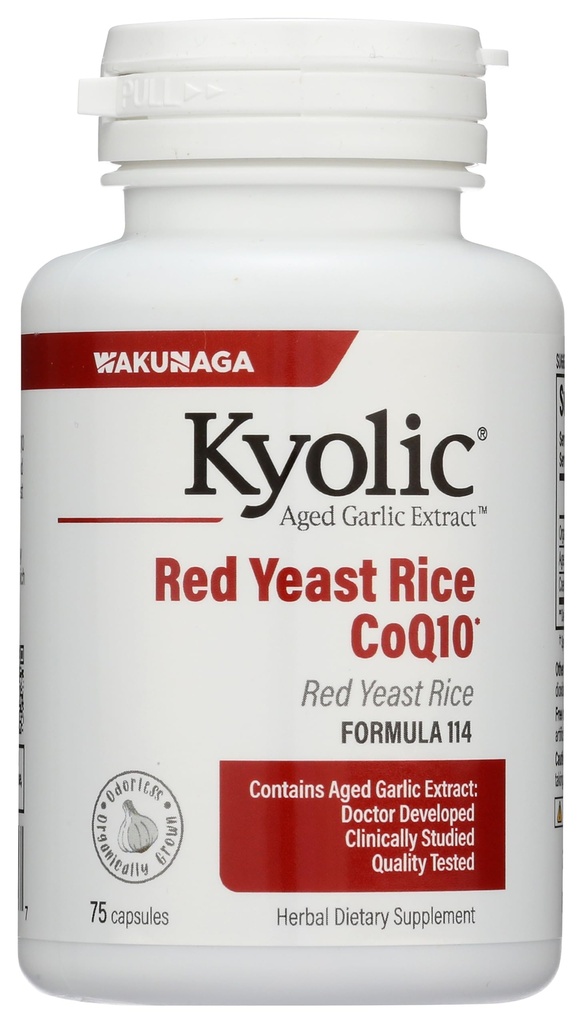 Extracto de ajo envejecido Kyolic Fórmula 114, Levadura roja CoQ10, 75 cápsulas
