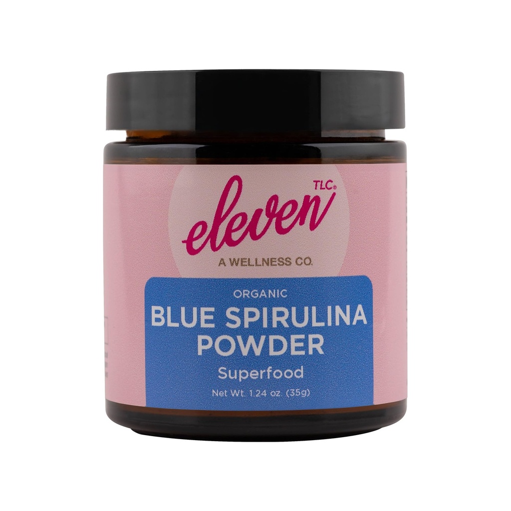 Once TLC, Polvo Espirulina Azul Orgánica, Flavorless, Superfood, Vitaminas + Minerales, Espirulina Azul en Polvo, Proteína Planta, No GMO, Jarra de Cristal No Messy, 1,24 onza 35 Serviciones