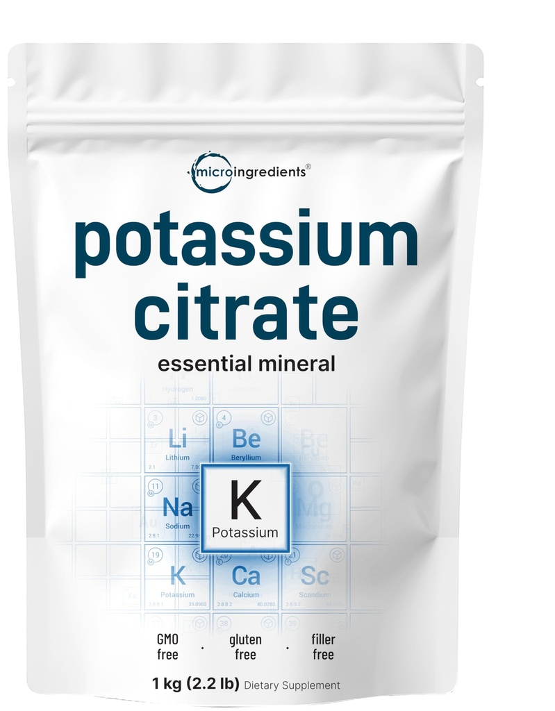 US Origin Potassium Citrate Powder, 1 KG (35 Ounce) Silencio esencial Hidration Electrolyte Suplemento ← Apoya el equilibrio mineral, el corazón, la articulación y la salud inmunitaria