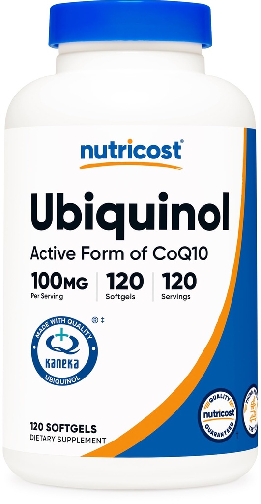 Nutricost Ubiquinol Softgels (120 Softgels tención 100 mg Por Serving) - Absorción Superior Antioxidante Silencio Forma activa de CoQ10 - Gluten Free, Non-GMO