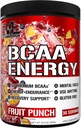 EVL BCAAs Aminoácidos Polvo - BCAA Energy Pre Workout Powder para recuperación muscular Crecimiento y resistencia del magro - Rehidratación BCAA Powder Recuperación de Postes Bebida con Caffeine Natural - Fruit Punch