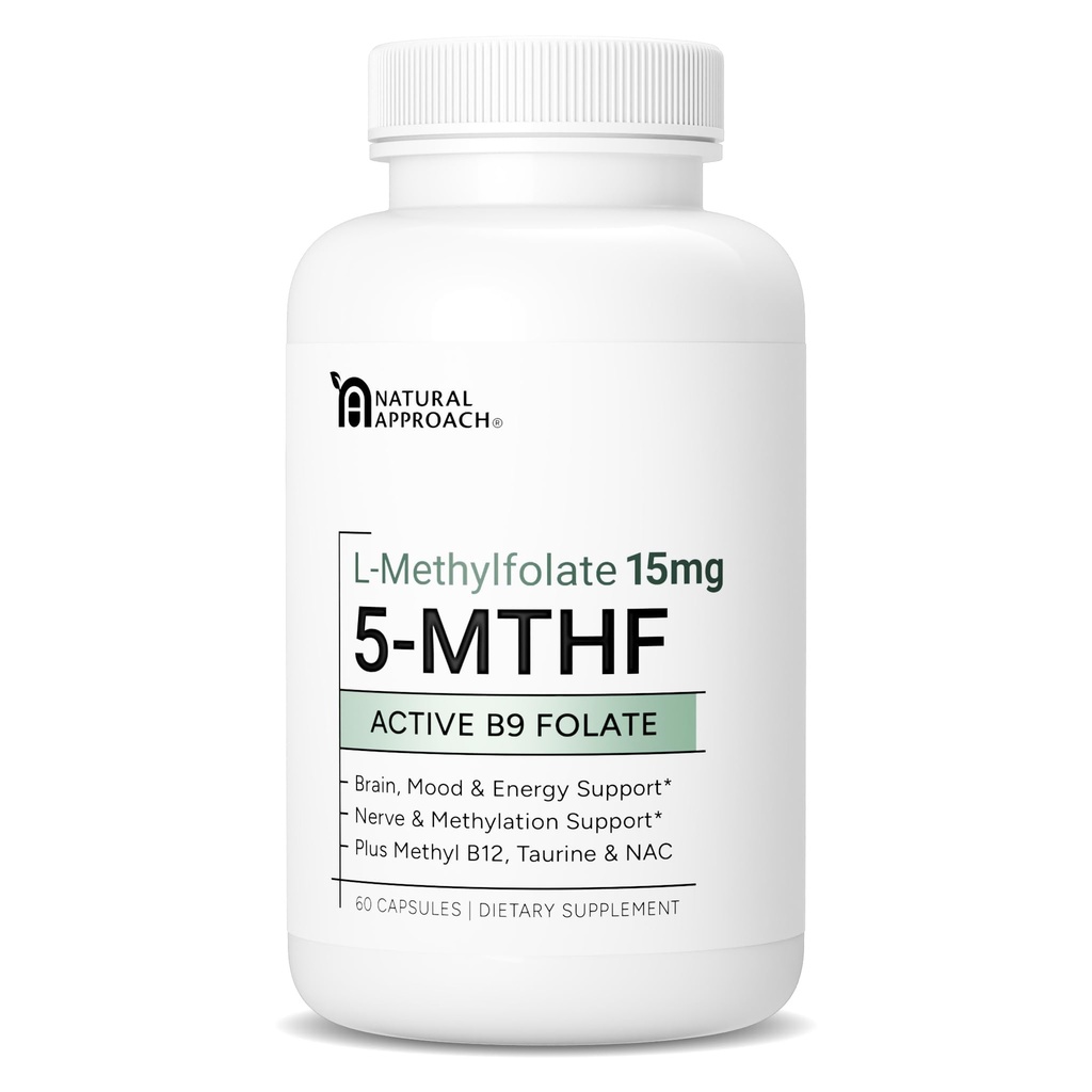 L-Methylfolate 15mg plus Methyl B12, D3, Taurine & NAC TEN MTHFR-Friendly Folate (High Potency) ← Formas bioactivas de vitamina B9 &amp; B12 tención Suplemento para Mood, Methylation, " Cognition TEN 60 Capsules