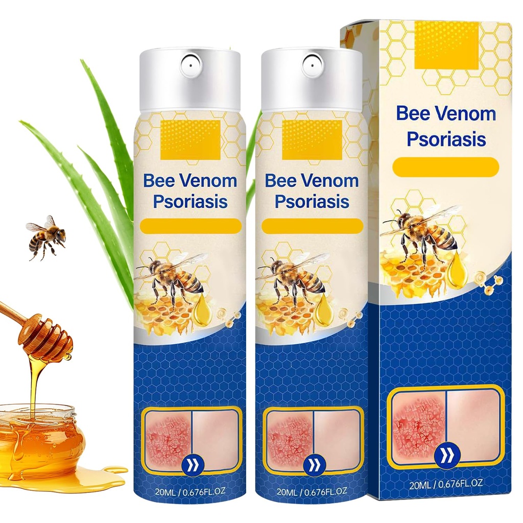 cuoct 2 PCS PsoriaHeal Bee Venom Psoriasis Treatment Spray, Psoriasis Relief Spray, Bee Venom Psoriasis Spray, Pure Natural Bee Venom Repair Spray, Bee Venom for All Skin Types