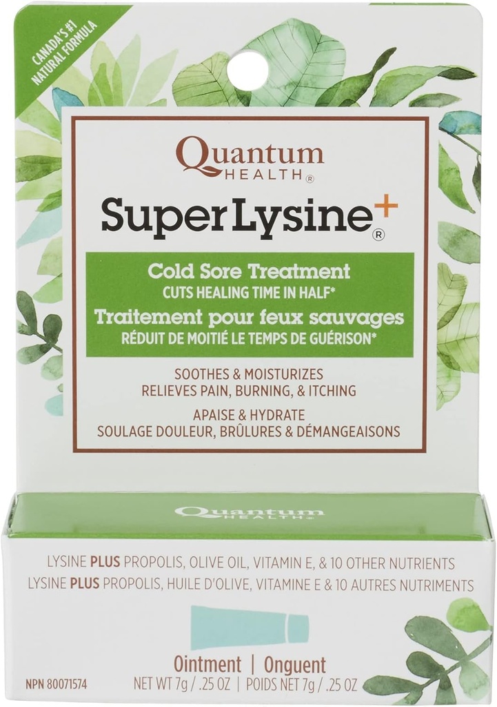 Quantum SuperLysine+ Tratamiento de la llaga fría Ungüento de tratamiento permanente Alimenta el dolor, la quema y el dolor de vidaCuts Tiempo de curación en la mitad de la vida0.25 Ounce