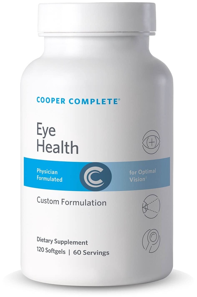 Cooper Complete - Suplemento de salud ocular - Lutein, Meso Zeaxanthin y Zeaxanthin, Vitamina C &amp; E - 120 Softgels por botella. Paquete de 2