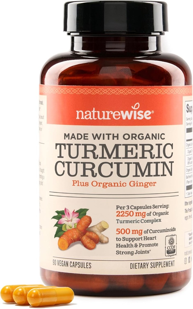 NatureWise Curcumin Turmeric 2250mg - 95% Curcuminoides " BioPerine Black Pepper Extract for Advanced Absorption - Daily Joint and Immune Health Support - Vegan, Non-GMO, 90 Conde[30-Day Supply]