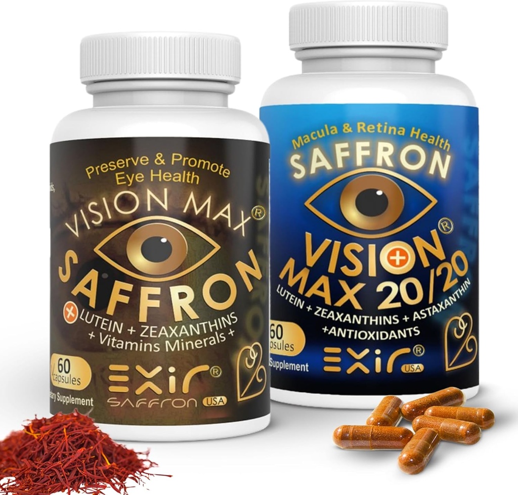 Suplementos de vitaminas Oculares EXIR, Conjunto de 2 - Soportes Retina Macular, 120 cápsulas