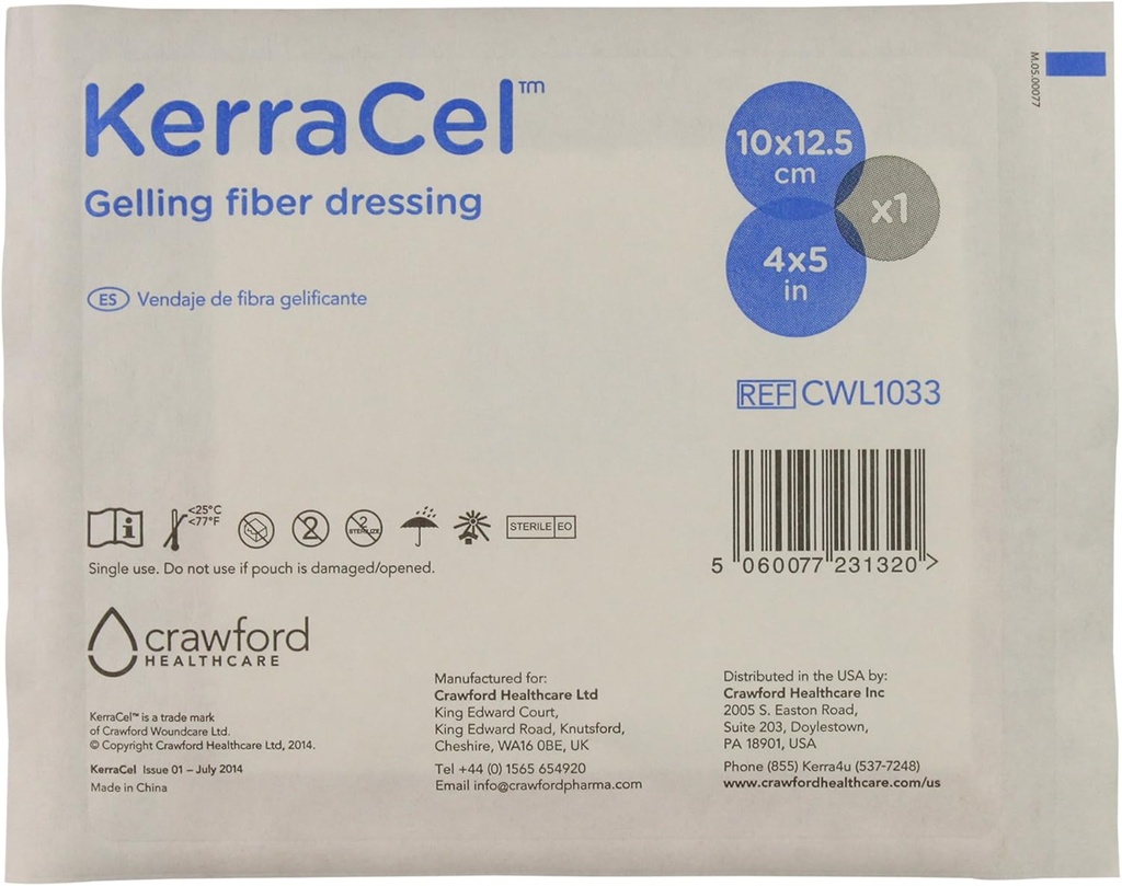4"x 5" Vestidos de fibra de grifería (CWL1033) - Absorbs and Isolates Wound Drainage and Bacteria, Micro-Contours to The Wound Bed, Maintains Healthy Moisture Levels (1 cada uno)
