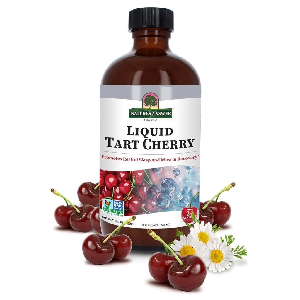 Respuesta de la naturaleza Tart Cherry 8 Ounce Liquid ← Promociona la recuperación " Sleep TEN Rich in Anthocyanins TEN NO GMO TEN Gluten Free TEN Vegan