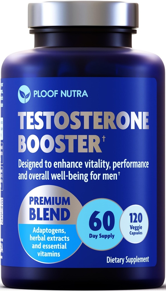 Testosterone Booster Suplemento para Hombre - Male Enhancing Test Boost - Ashwagandha, Tongkat Ali, Rhodiola, Tribulus, Vitamina D3, B6, B12 - Workout, Muscle Builder, Strength, Energy, Performance - 120ct