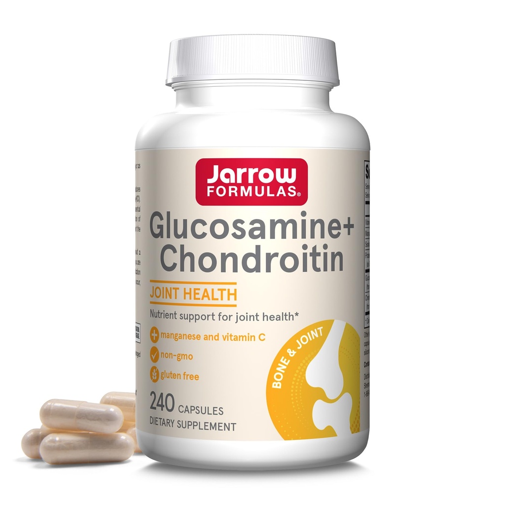 Fórmulas Jarrow Glucosamine + Condroitina - 240 Capsules - Apoyo Nutriente de la Salud Conjunta - con Vitamina C &amp; Manganese - 60 Servimientos