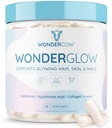 WONDERCOW Hair Skin and Nails Vitaminas w/Bovine Colostrum, Collagen, Hyaluronic Acid, Biotin, Zinc, " Lactoferrin┃Supports Faster Hair Growth, Stronger Nails and Glowing Skin (30 Servings, Capsule)