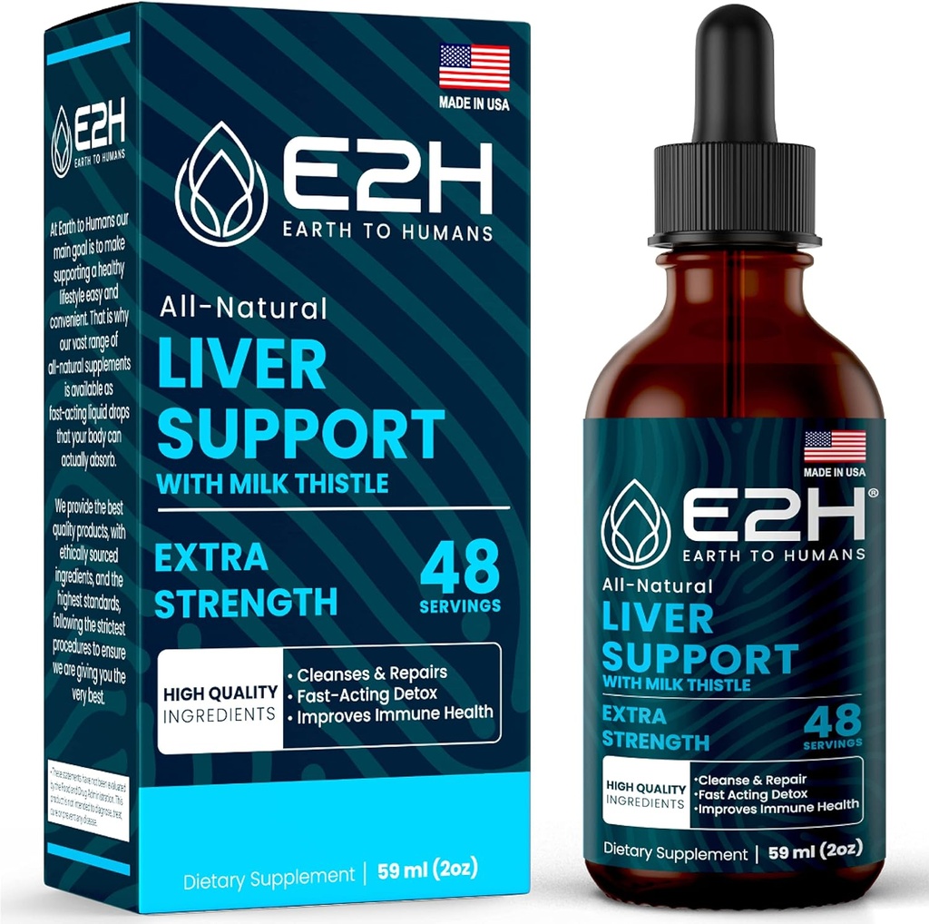 Liver Cleanse Detox " Repair - Herbal Liver Support Milk Thistle Supplement - Silymarin Milk Thistle Supplements with Dandelion Root, Chanca Piedra, Turmeric Root & Artichoke Extract - 2 Fl Oz by E2H
