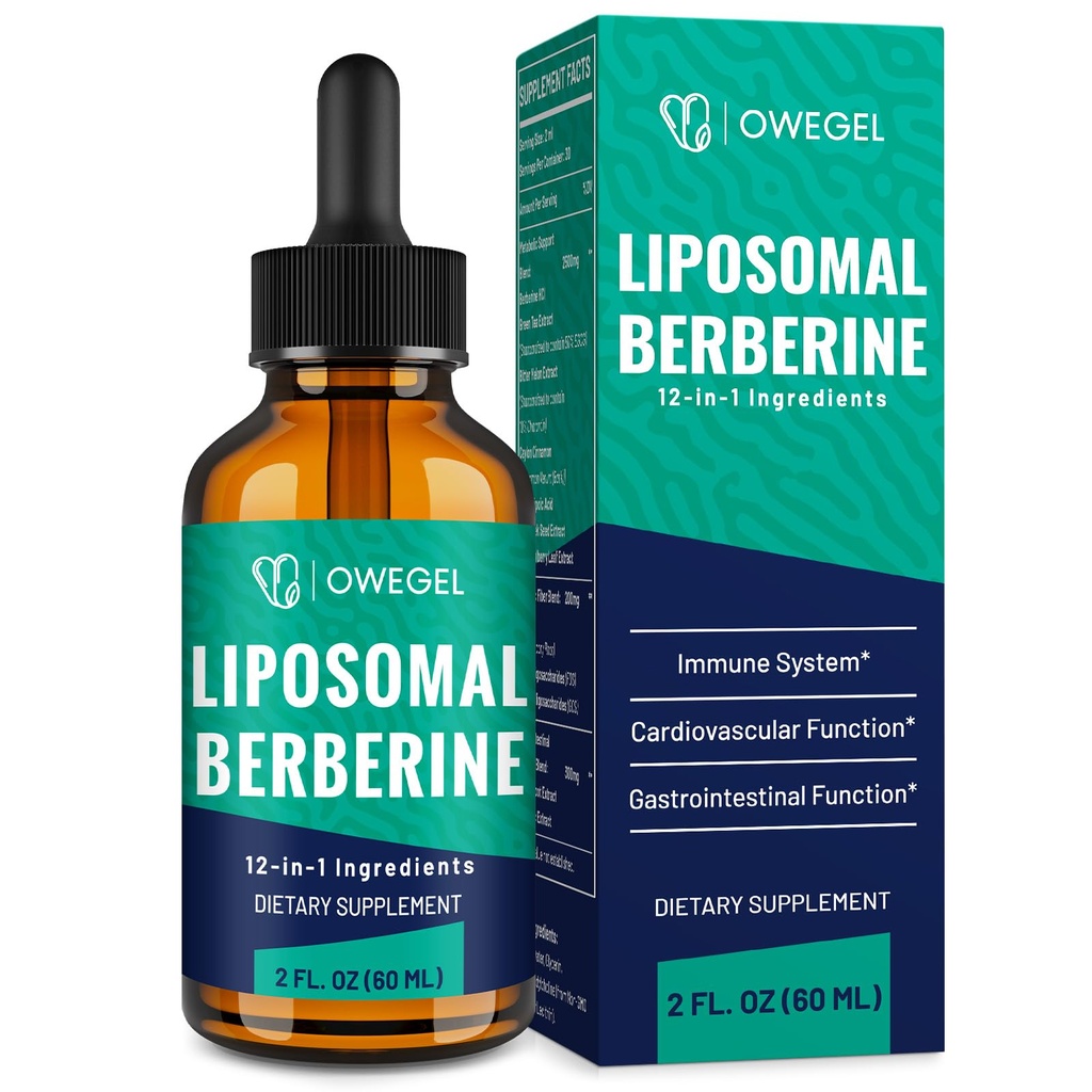 Bereberina HCL Suplemento con Ceillón Cinnamon - Altamente Absorbable Liposomal Berberine Liquid Drops 3000mg- 12 en 1 Ingredientes Naturales - AMPK Activador - 2 Fl Oz
