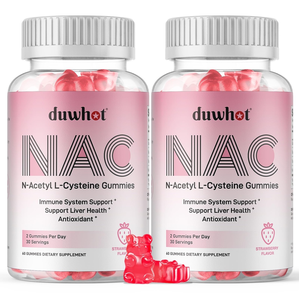 NAC Gummies 600mg, N Acetyl Cysteine Supplement NAC Chewable for Antioxidants & Immune Support, Lung ' Liver Health, Natural Strawberry Flavor, 120ct