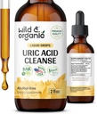 Wild & Organic Uric Acid Cleanse Drops - Tart Cherry, Turmeric, Chanca Piedra Stone Breaker Complex for Kidney Cleanse - Uric Acid Support Supplement - Vegan, Sugar & Alcohol-Free Tintura - 2 oz