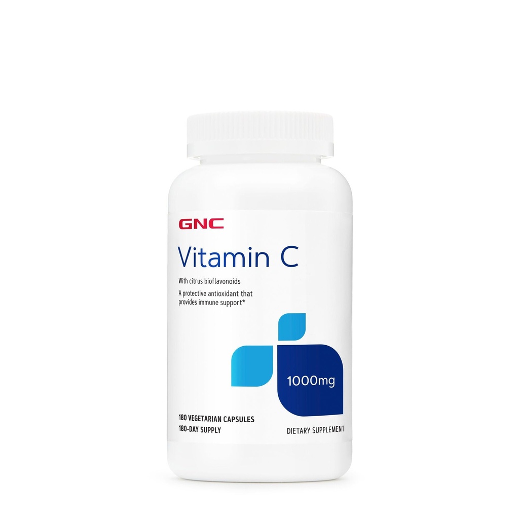 Suplemento GNC de vitamina C 1000mg, proporciona soporte de inmuno, 180 servicios