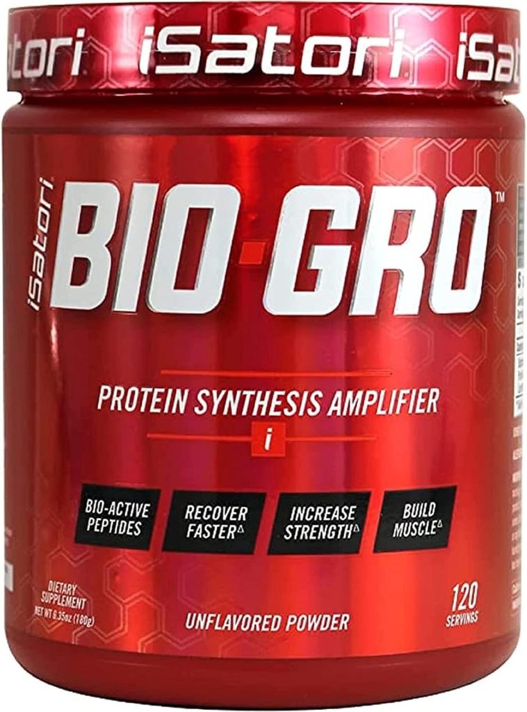 iSatori BIO-GRO Sintesis de proteína Amplificador, para la recuperación de músculos " Crecimiento, mejora del estimulante libre de pre-entrenamiento " Suplemento de Colostrum con péptidos bio-activos sin sabor (120 piezas)