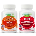Niños Hierro 10 mg + Vitamina C Chewables + Elderberry + Zinc + C Chewables Bundle