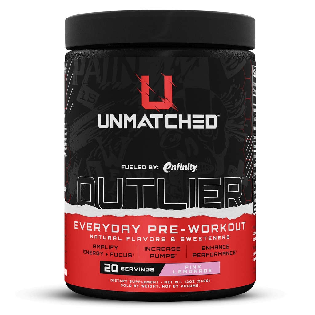 Unmatched Outlier Todos los días Pre Workout Powder para Hombres &amp; Mujeres ← Paraxanthine, Beta Alanine, NO3-T Nitrates ¦ Natural Flavors & Sweeteners ← 20 Servings (Pink Lemonade)