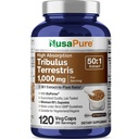NusaPure Tribulus Terrestris 50:1 Extracto, 1000 mg Equivalente a 50,000mg habit 120 Veggie Caps ← 95% Steroidal Saponins ← Non-GMO, Bioperine