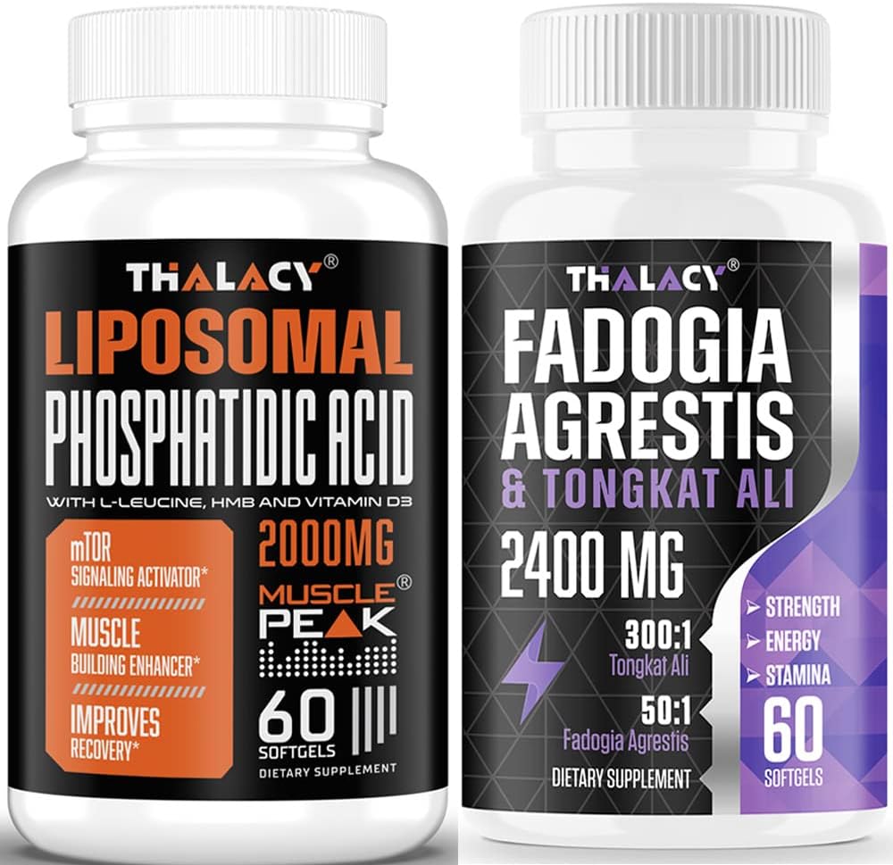 Phosphatidic Acid 2000mg con Fadogia Agrestis 1400mg y Tongkat Ali 1000mg para Maximum Strength, Energy & Muscle Building Bundle