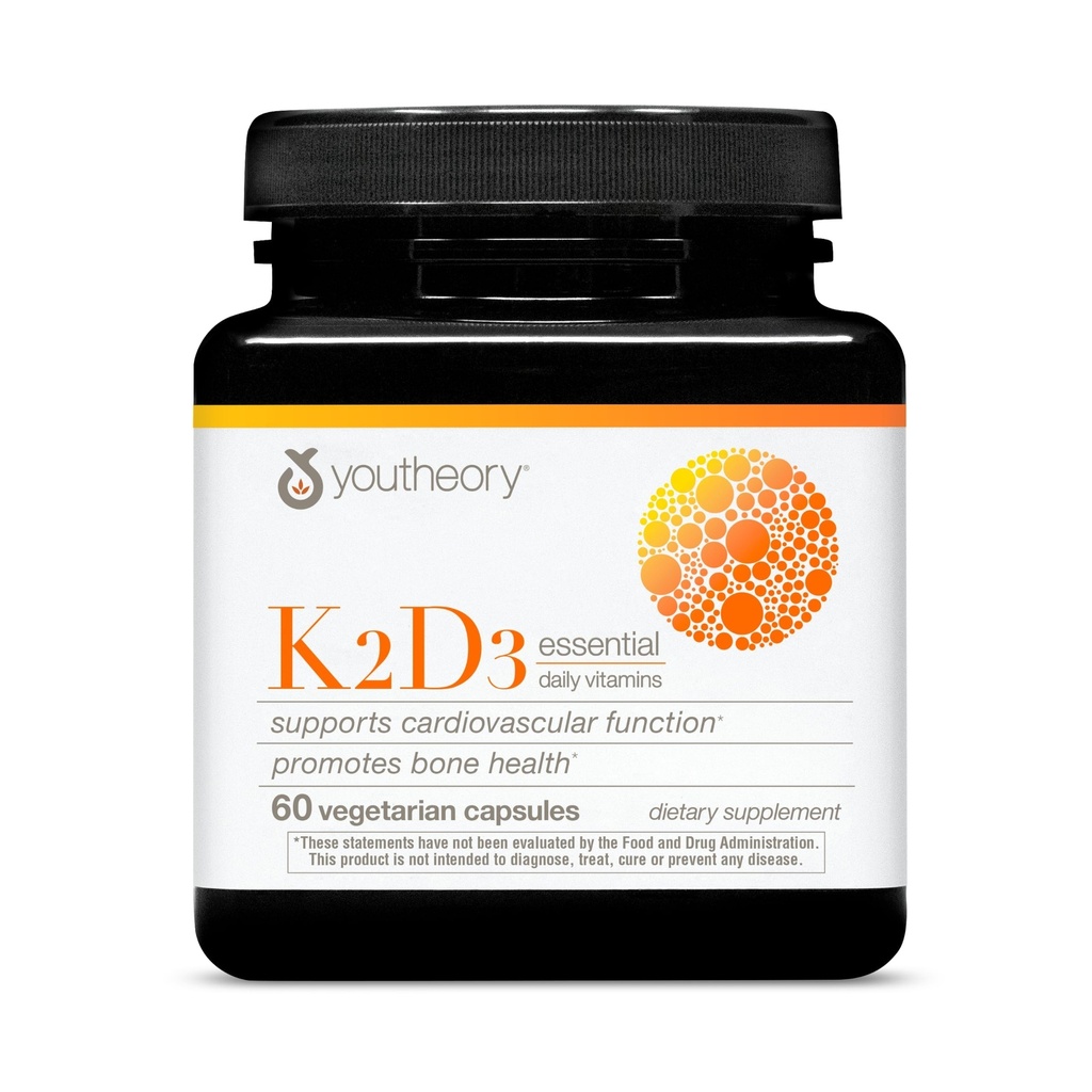 Teoría K2D3 - Bone & Heart Health Support - Combina la vitamina D3 &amp; Vitamina K2 - Lácteos, Soy &amp; Gluten Gratis - 60 cápsulas vegetarianas