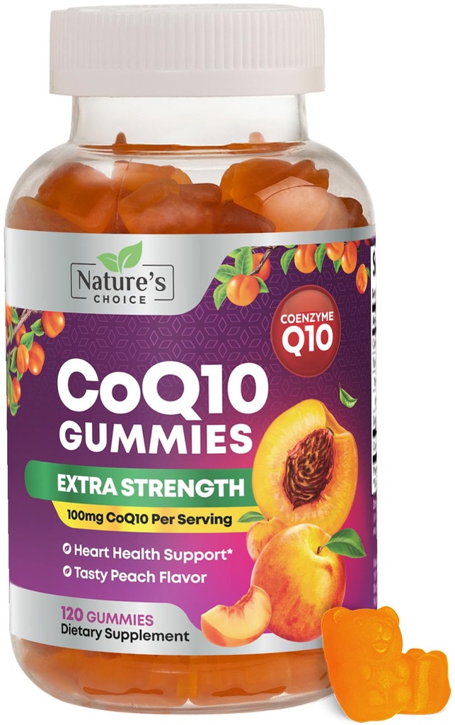 CoQ10 Gummies for Adults - Coenzyme Q10 100mg Por Serving - 3X Strength, High Absorption Antioxidant Supplement for Heart Health Support & Energy Production - Co Q10 (Coq 10) Suplementos - 120 Gummies
