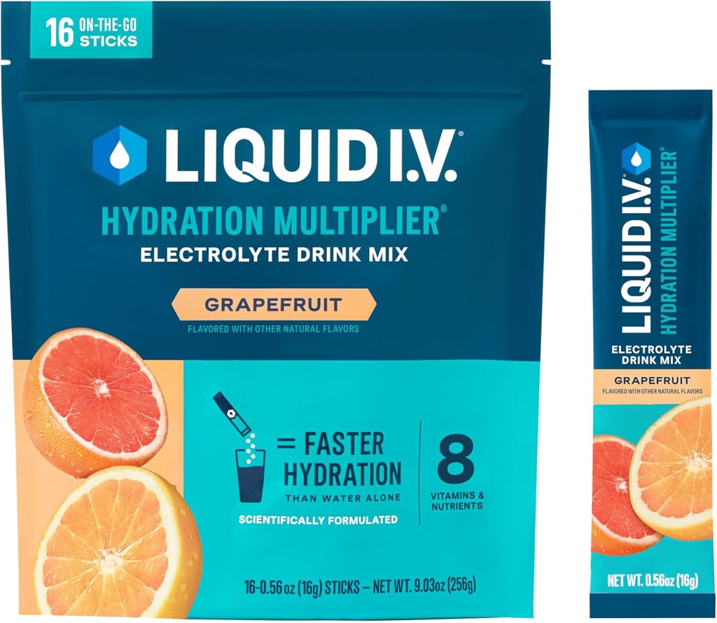 Multiplicador de hidratación I.V.® líquido - Grapefruit ¦ Electrolyte Powder Drink Mix ← 1 Pack (16 Servings)