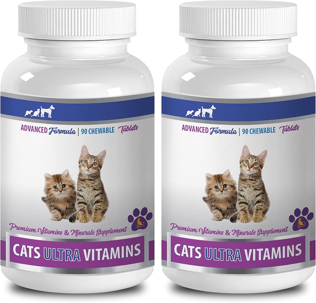 cat Liver Support - Ultra Vitaminas para gatos - Minerales saludables y vitaminas Fórmula - Chews - cat Calcio - 2 Botellas (180 Treats)
