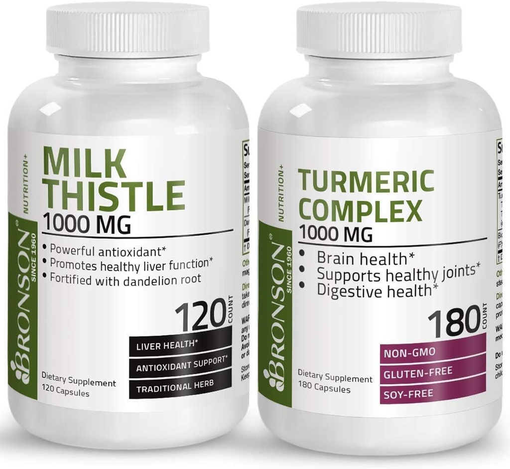 Curcumina de Turmérico con BioPerine Soporte Conjunto de Potencia Alta + Leche Esteto 1000mg Silymarin Marianum & Dandelion Root