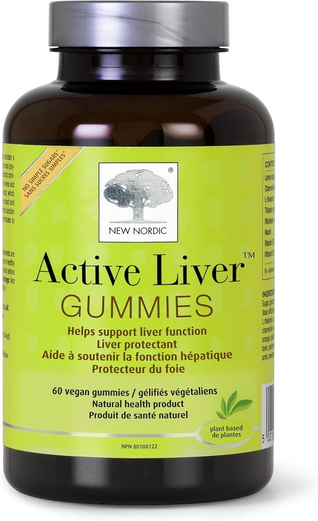 NEW NORDIC Active Liver Gummies, Milk Thistle, Artichoke & Turmeric Supplement, Natural Peach Mango Flavor, Sugar Free & Vegan, 60 Conde (Pack of 1)