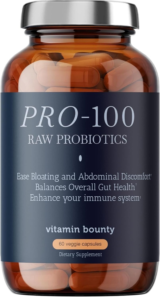 Vitamina Bounty Pro-100 Probiótico 100 Billones CFU - 13 Strains for Digestive Health & Immune Support - High Potency Probiotics for Women & Men - Delayed Release Capsules for Gut Health - 60 Count