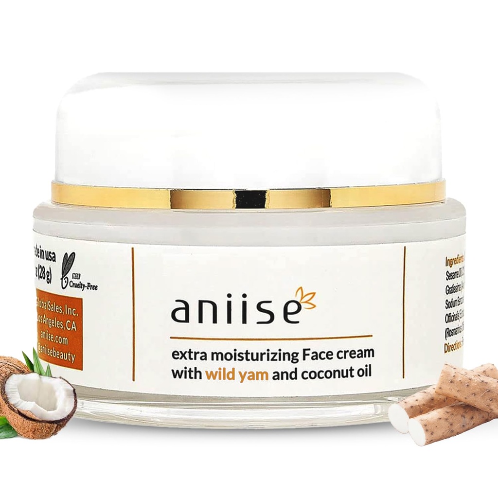 Crema extra hidratante Wild Yam con aceite de coco - Crema Wild Yam para la menopausia &amp; Alivio menstrual - Estabiliza los niveles de hormonas - Crema Anti-Aging para la piel muy seca - 1 oz