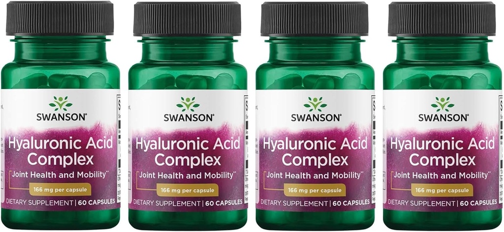 Complejo de ácido hialurónico Swanson 166 mg 60 cápsulas (4 paquete)