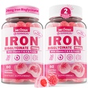 Suplemento de hierro vegano Gummies for Women &amp; Men - w/Vitamin C Folate B12 Zinc for Adults &amp; Kids, Chewable Gentle Iron for Iron Deficiency, Energy Boost, Non-Constipating &amp; After Taste, Sugar-Free 2 Pack
