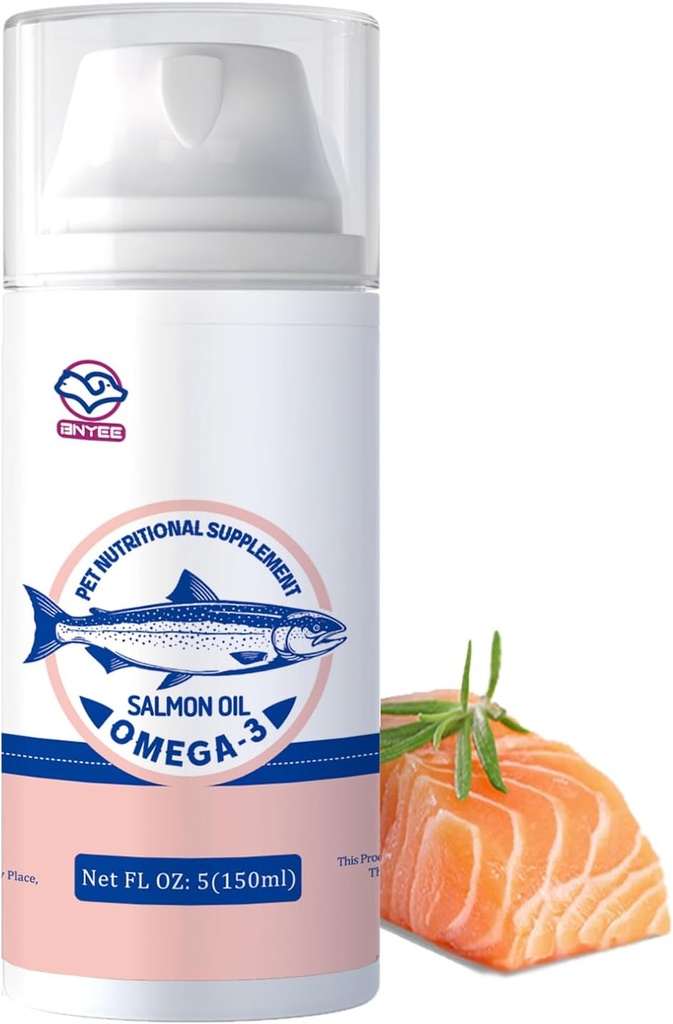 Wild Salmon Fish Oil for Small Dogs & Cats -3X Omega 3 Skin & Coat Support - Concentrated Emulsified Food Supplement for Pets - Natural EPA + DHA Fatty Acids for Joint Function, Immune & Heart Health